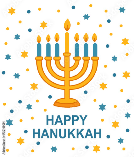 Hanukkah postcard banner with menorah