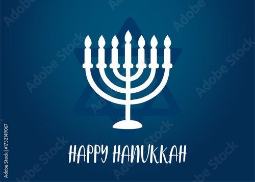 Hanukkah holiday postcard banner with menorah and davids star