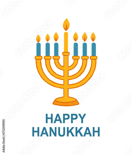 Hanukkah holiday postcard banner with menorah