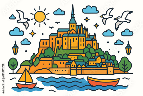 Historic landmark linear icon set. ancient architecture, famous monuments line icons.