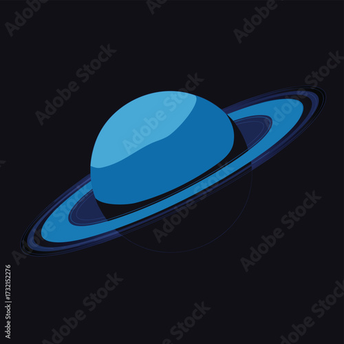 Stylized blue planet with rings in deep space