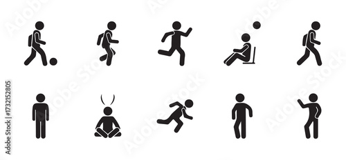 Collection of stick figure icons isolated on white background