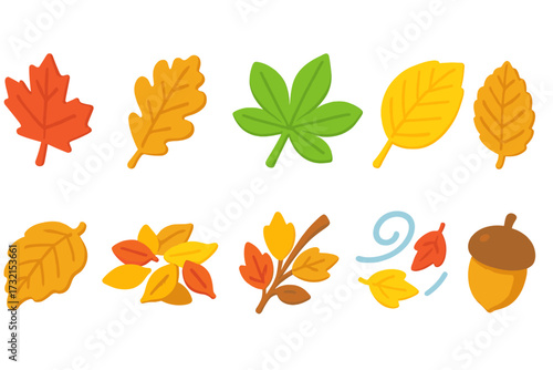Autumn leaves 3d icon set. fall foliage, seasonal nature icons 3d collection