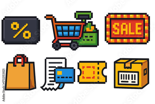 Shopping, retail 3d icon set. sale, e-commerce, discount, online shopping icons