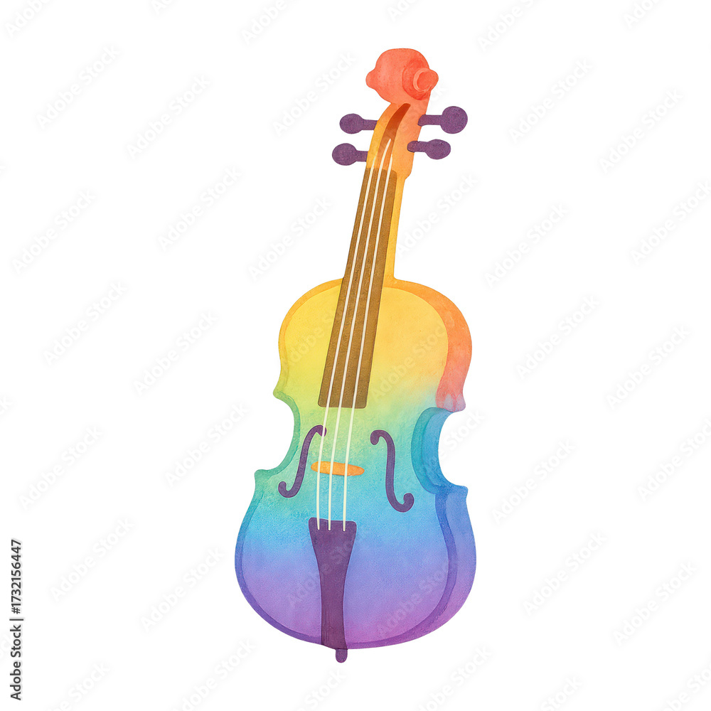 Fototapeta premium PNG Colorful watercolor violin illustration.