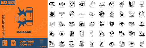 Damage Duotone Icon Set.