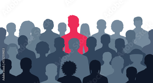 A single person stands out from a crowd of people.