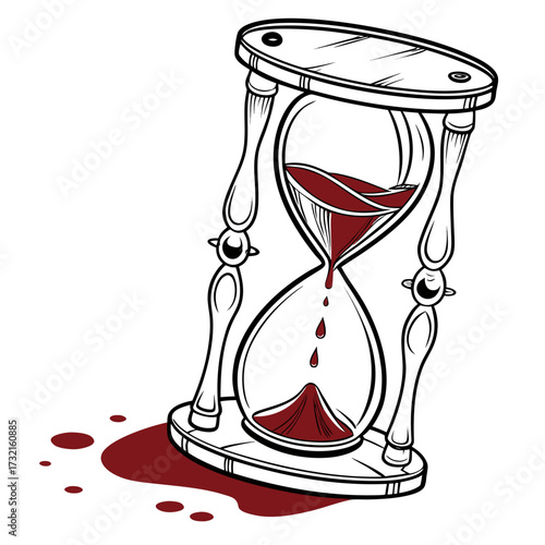Hourglass with blood dripping, a visual metaphor for the fleeting nature of time, urgency, or a critical situation requiring immediate action