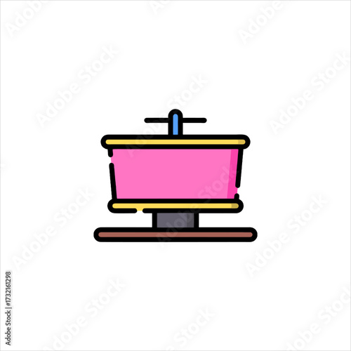 Pink carousel spins merrily on a simple platform, evoking childhood memories and a sense of playful nostalgia.