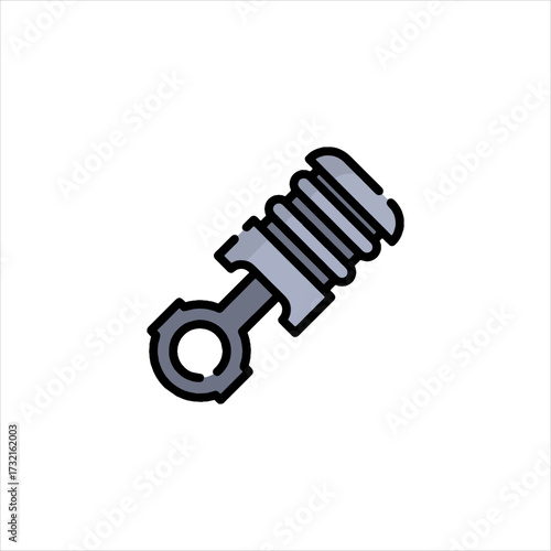 Engine piston connecting rod depicted with black outline and color fill on white, representing mechanical part for automotive engineering.