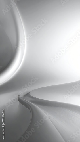 Abstract Monochrome Waves with Gradient Lighting and Smooth Curved Surfaces
