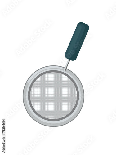 Top view of strainer. Flat vector clipart illustration with isolated background.