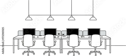 Modern Office Workspace A Clean and Organized Collaborative Environment for Productivity and Efficiency