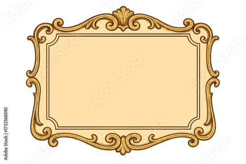 Ornate vintage frame decorative emblem border, classic antique style vector illustration with elegant scrollwork and intricate design, retro ornamental label border element