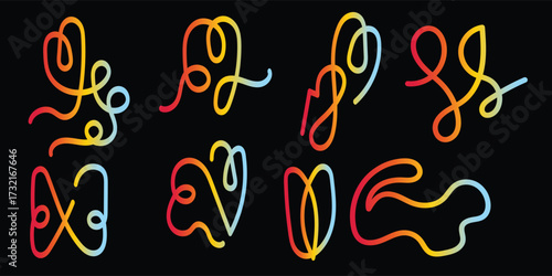 Abstract neon light strings twisted shapes glowing energy forms colorful abstract art