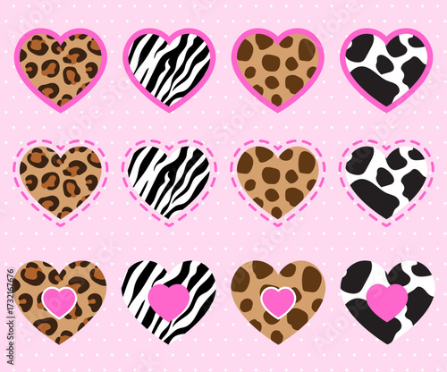 Cute Heart Shaped Animal Print Sticker