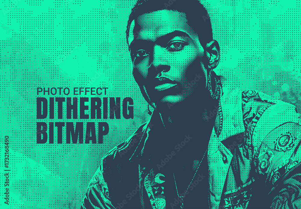 Dithering Bitmap Photo Effect Stock Template | Adobe Stock