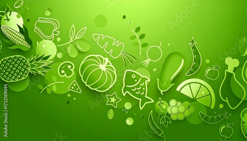 Abstract Green Food Illustration for Healthy Eating and Nutrition