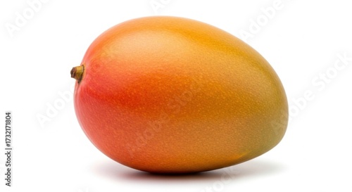Fresh Ripe Mango Fruit with Vibrant Orange and Yellow Skin on White Background