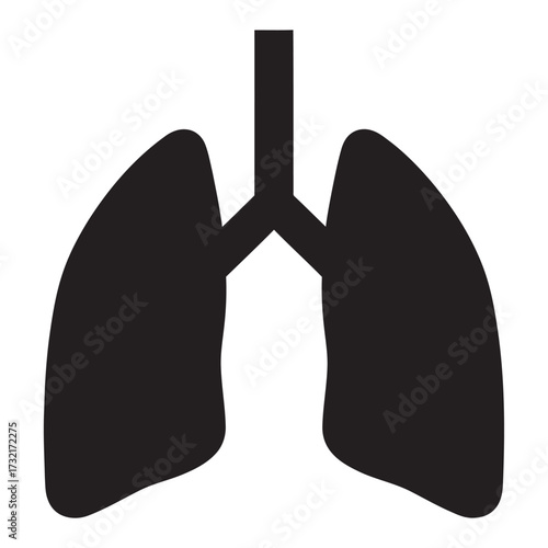 black and white silhouette of a lung vector on a white background