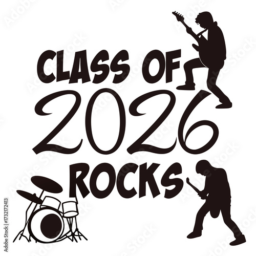 Class of 2026 rocks with musicians silhouette