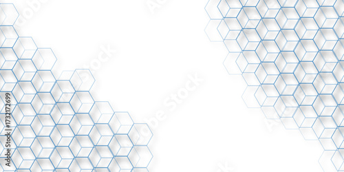 abstract geometric BLUE texture background BLUE hexagon 3D background texture. 3d rendering illustration. Clear pattern abstract background hexagon .Futuristic abstract banner.