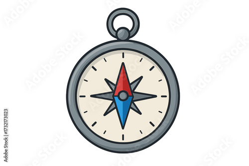 Compass vector illustration. Navigation, direction, orientation. Concept of travel, exploration, adventure, journey, discovery. Metaphor for guidance, business strategy, finding the way.