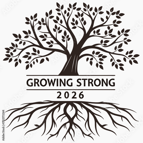 Growing strong class of 2026 emblem featuring a tree