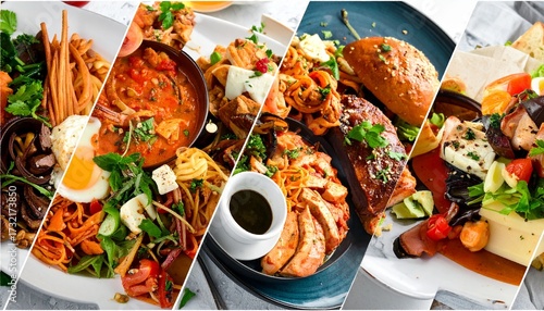 Diverse Culinary Dishes Collage: Global Food Collection