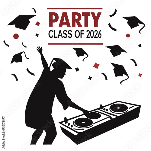 Silhouette of a dj playing music at a class of 2026 graduation party