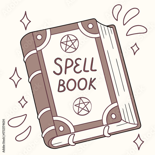 Vintage spell book with pentagram