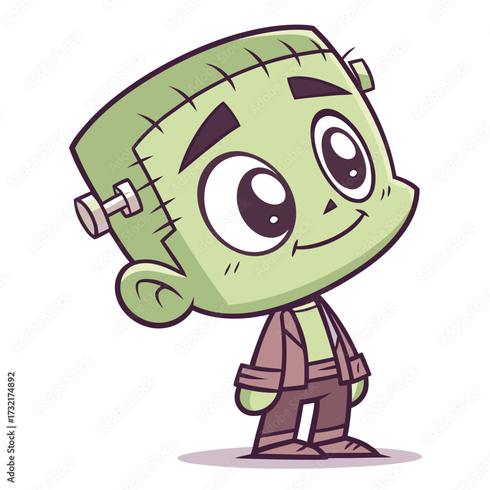 Obraz premium Cartoon frankenstein monster with a cute expression