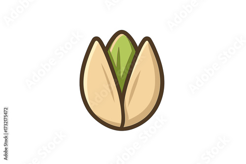 Pistachio nut icon flat style with shadow, vector cartoon illustration with transparent background, healthy snack symbol, organic food, natural ingredient vector graphic