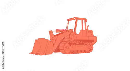 Illustration of a front loader, a heavy construction vehicle, rendered in a single orange color against a white background.
