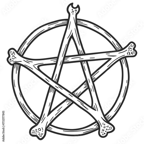 Bone pentagram, a symbol of witchcraft and magic