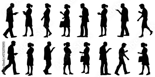 Black vector silhouette showing a man walking with detail