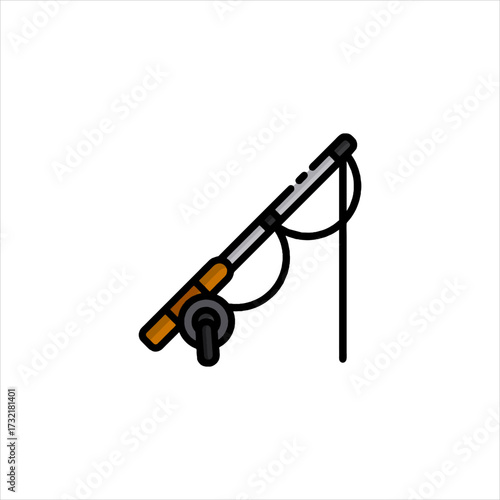 Fishing rod stands patiently by the riverbank, awaiting the next cast, promising a peaceful day of angling and connection with nature.