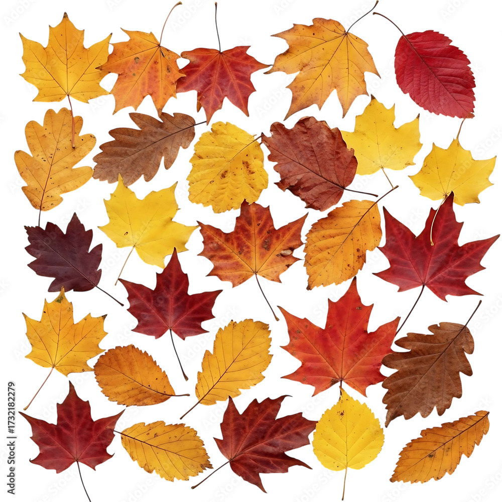 Fototapeta premium Collection of colorful autumn leaves arranged on a black background