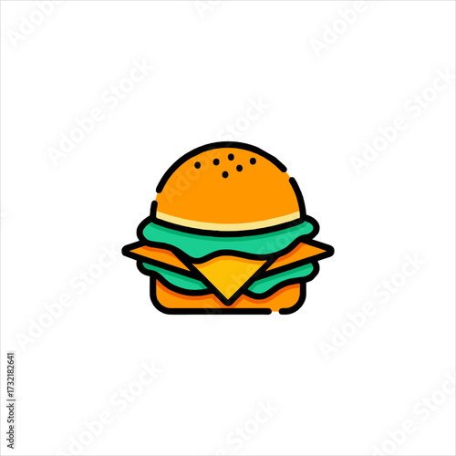 Delicious burger with cheese and lettuce sits on a white surface, tempting viewers with its vibrant colors and fresh ingredients, creating a mouthwatering experience.