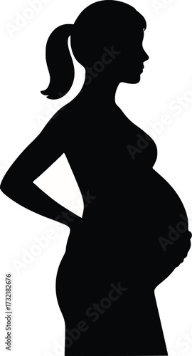 Pregnant Woman Profile Silhouette with Hands on Hips Maternity and Female Health Icon
