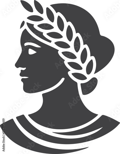 Female Profile Silhouette Laurel Crown