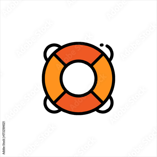 Orange life preserver floats on white surface, symbolizing safety and protection during a water emergency, conveying a sense of security and preparedness.