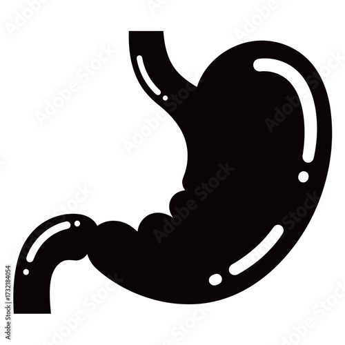 black and white silhouette of a Stomach vector on a white background