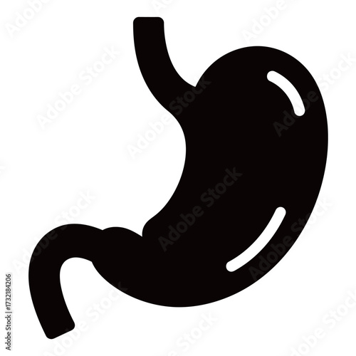 black and white silhouette of a Stomach vector on a white background