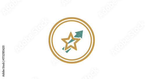 Elegant star emblem design showcasing upward momentum within a circular frame