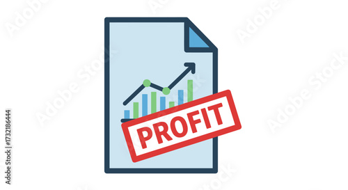 Illustrated financial report depicting profit growth and positive economic trend showcasing
