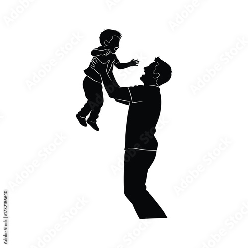 Father happily tosses child in the air silhouetted family love and joyful bonding moment silhouette