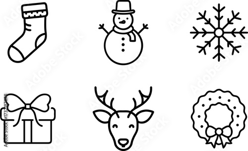 Christmas vector icons isolated on white background. Winter season holidays concept