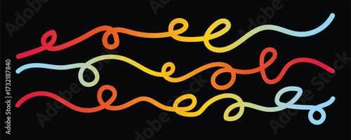 Colorful swirling lines of light create a vibrant abstract pattern design