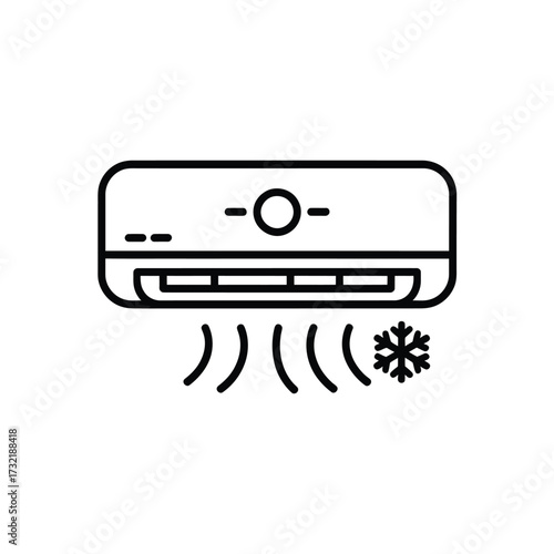 Modern split air conditioner unit icon with cooling air and snowflake